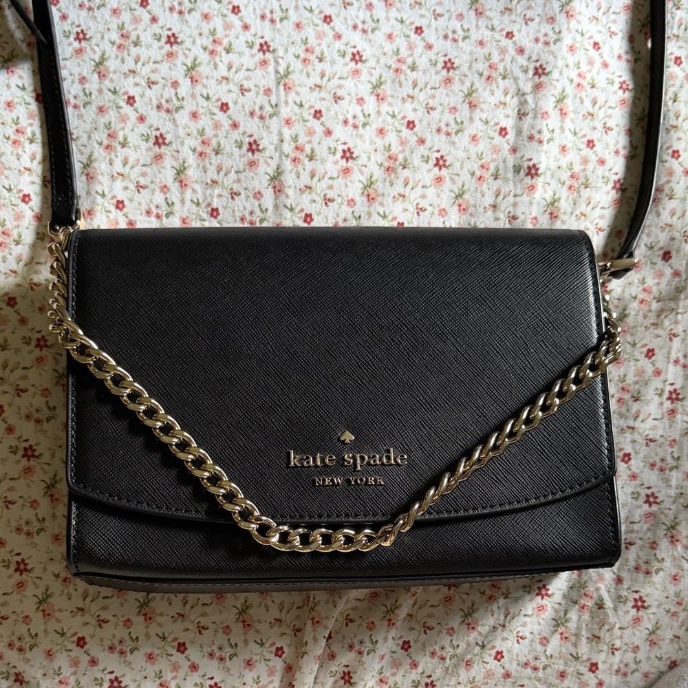 Kate Spade Black Crossbody with Gold Chain